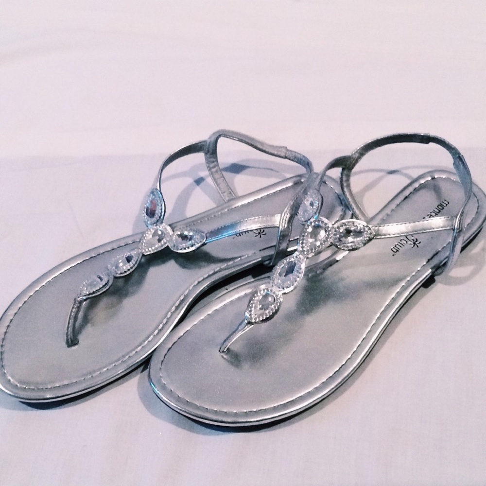 Silver Flat Sandals.